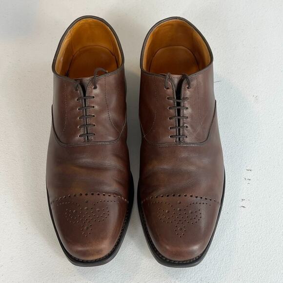 Allen Edmonds Dress Shoes Mens 9.5D Dryden Brown Leather Cap Toe Brogue Oxfords main image 4
